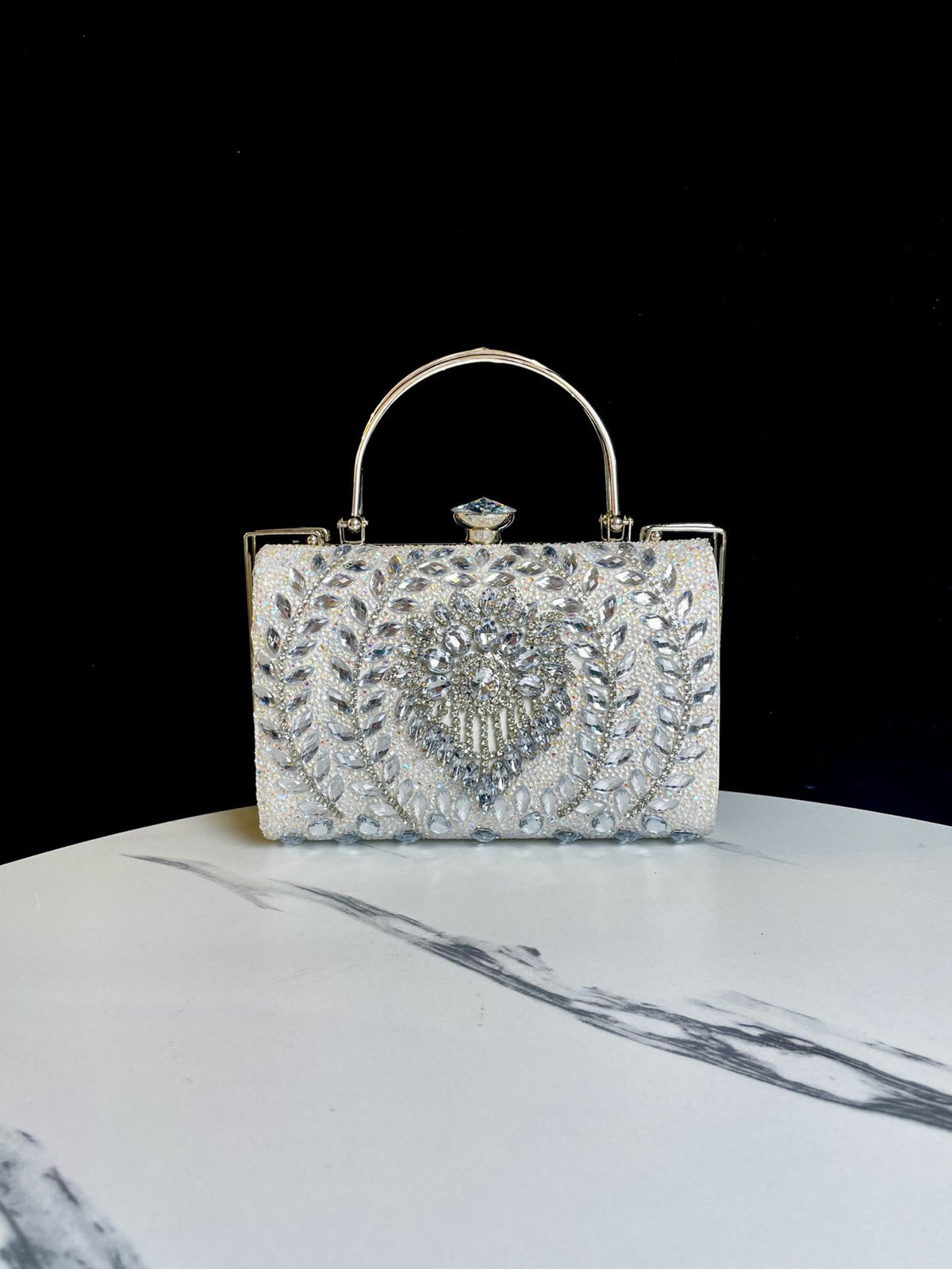 Women's Sparkly Small Square Evening Bag, Rhinestone-Embellished Top-Handle Crossbody Shoulder Purse for Banquet & Party