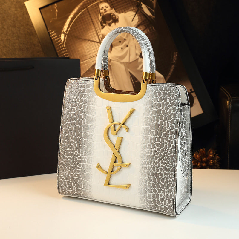 New Arrival Croc-Effect High-End Genuine Leather Handbag for Women, A Textured Shoulder Crossbody Top-Handle Bag with Versatile Design