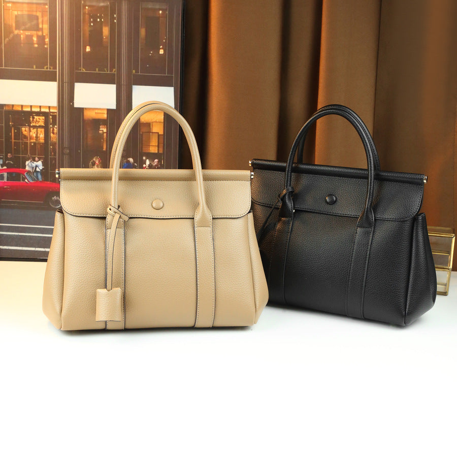 Soft Leather Flap Tote Bag for Women Vintage Travel Handbag with Detachable Sub-Bag, Premium Textured Purse with Versatile Style