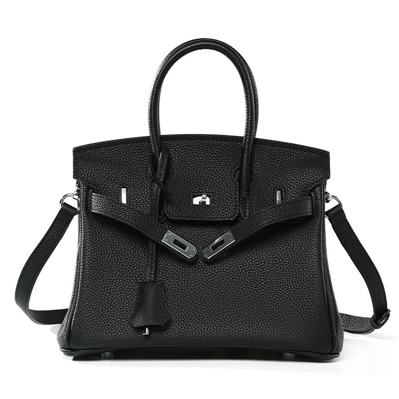 Genuine Togo Leather Birkin-Kelly Style Handbag for Women, Large Capacity Niche Top Handle Purse, Premium Work Commute Bag for Ladies