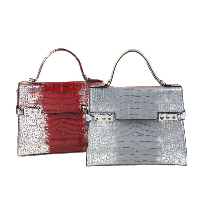 New Arrival Best-Selling Kelly-Inspired Croc-Effect Leather Bag for Women, A High-End Top-Handle Crossbody Shoulder Handbag with Genuine Leather