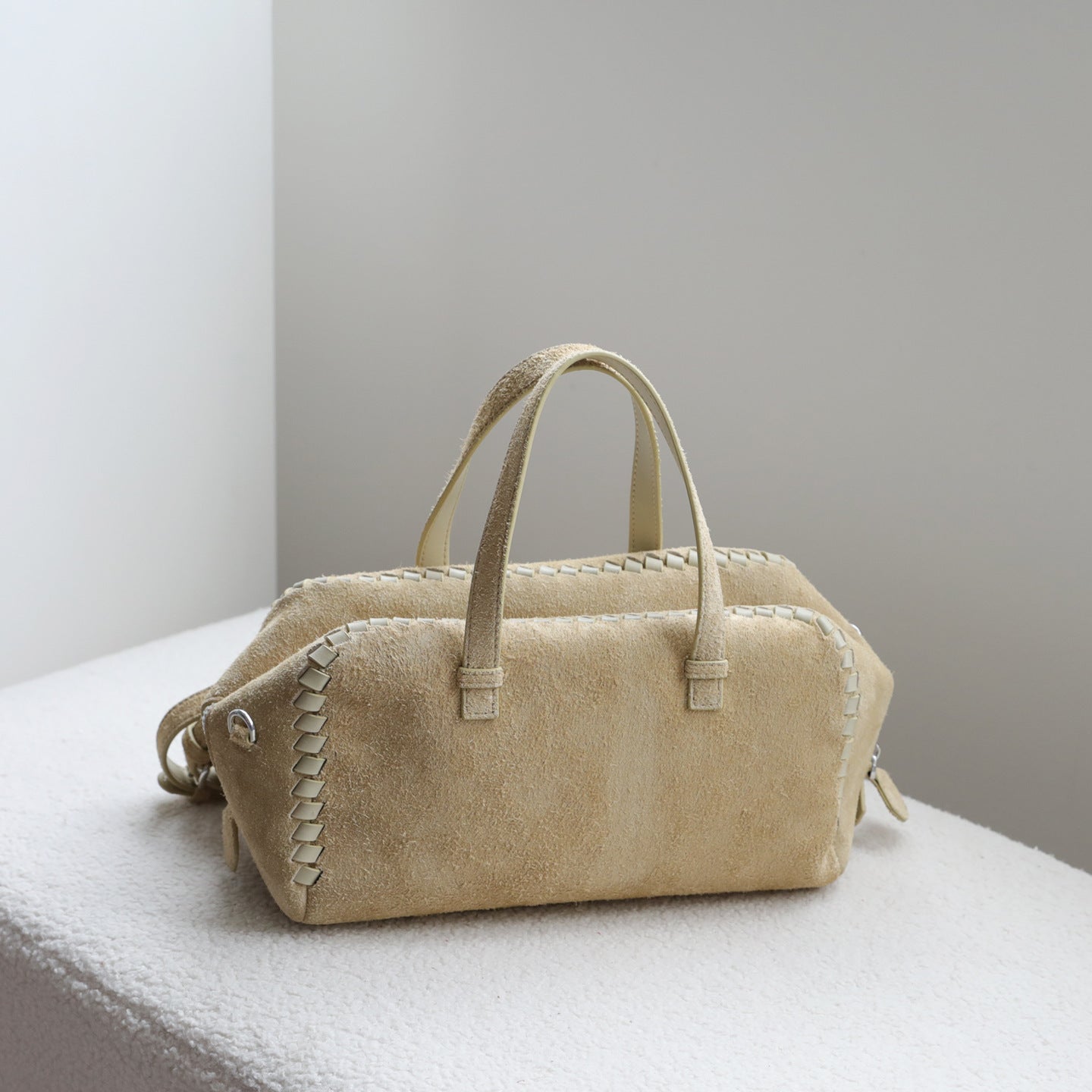 Frosted Cowhide Woven Boston Pillow Bag for Women Large Capacity Shoulder Crossbody Handbag, Vintage Genuine Leather Purse with Soft Matte Texture