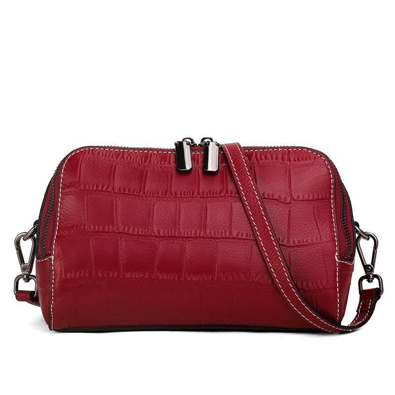 New Spring Summer Korean Mini Genuine Leather Bag, Shoulder Crossbody Purse with Double Straps, Fashionable Small Handbag for Women
