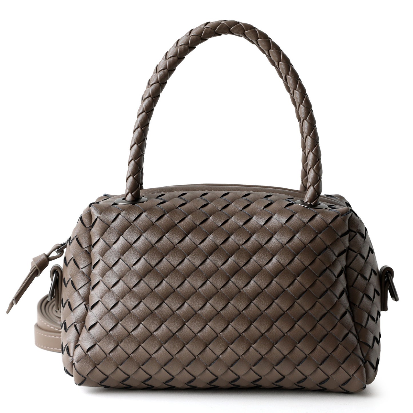 Handwoven Genuine Leather Boston Pillow Bag for Women Shoulder Crossbody Handbag, Premium Artisan Purse with Classic Silhouette