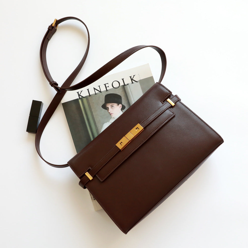 Genuine Leather Kelly Messenger Bag for Women Versatile Shoulder Handbag, Classic Manhattan Style Purse with Timeless Appeal