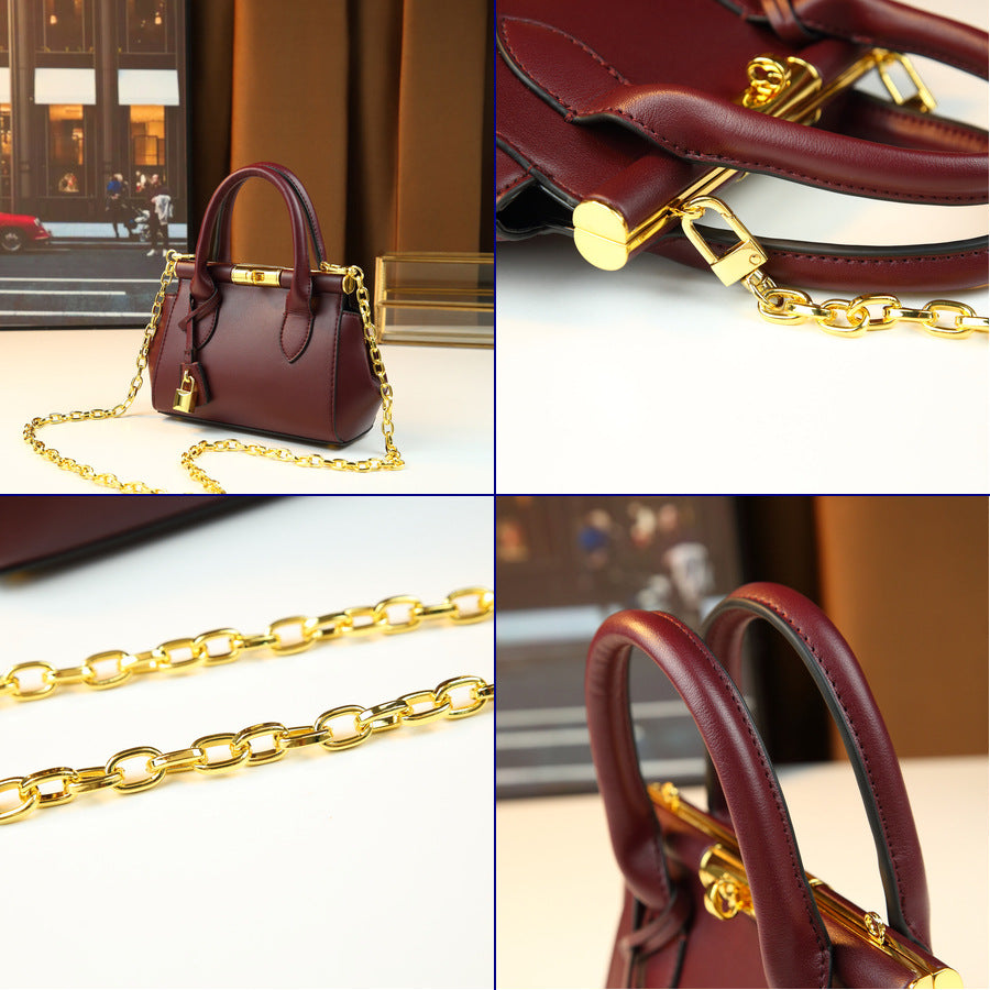 French Vintage Shell Bag for Women Classic Clasp Closure Chain Top Handle Shoulder Purse, Premium Versatile Handbag with Timeless Parisian Elegance