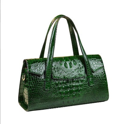 New Arrival Croc-Effect Genuine Leather Shoulder Crossbody Bag for Women, A Minimalist Elegant Design Perfect for Middle-Aged Moms