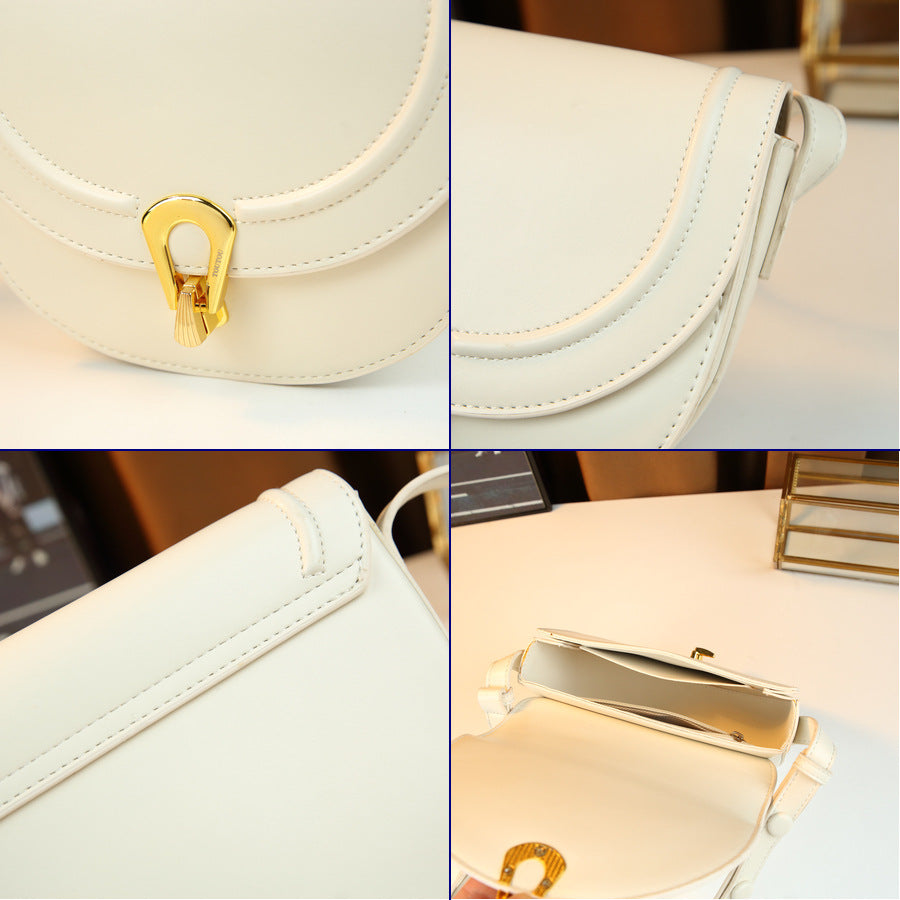 Vintage Saddle Bag for Women Korean Style Half-Moon Shoulder Crossbody Purse, Premium Textured Handbag with Versatile Elegant Design