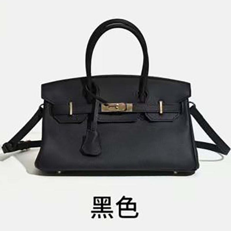 Chic Color-Blocked Birkin-Inspired Tote Bag for Women, Premium Top-Layer Cowhide Leather with Horizontal Design, Versatile Top-Handle Shoulder Crossbody Handbag for Commute & Everyday Style