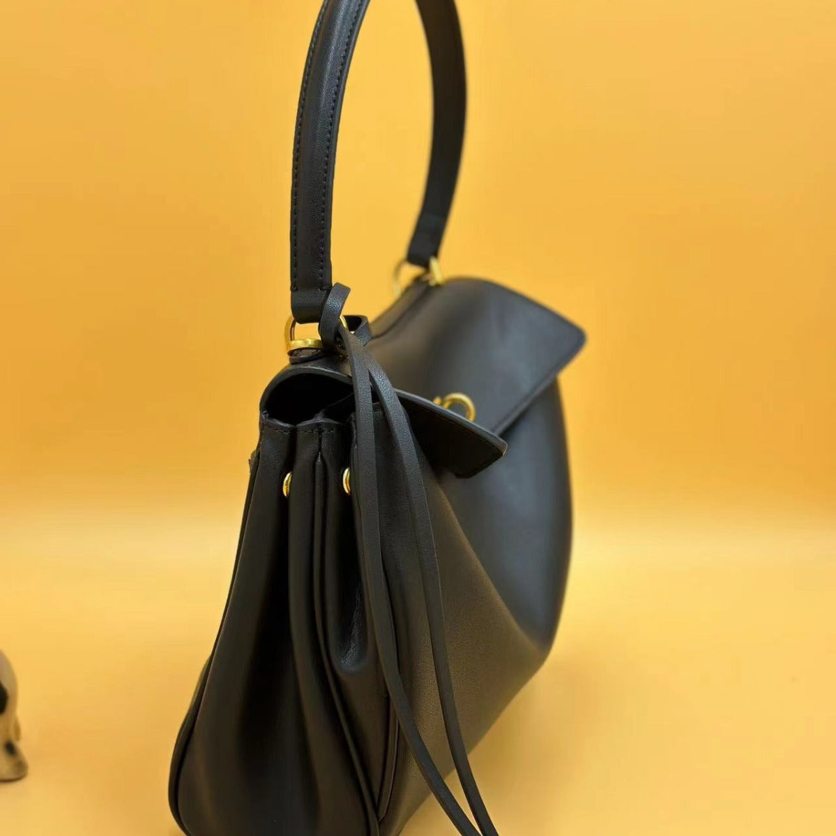 Genuine Leather Rodeo Style Handbag for Women, Premium Lock Buckle Underarm Shoulder Crossbody Purse, Casual Commute Kelly-Style Bag for Ladies