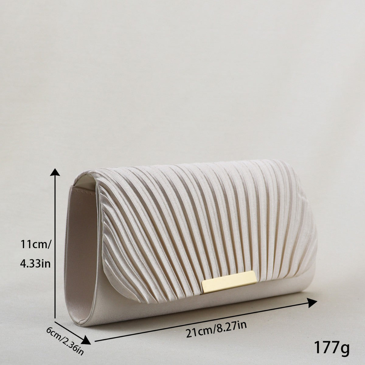 New Magnetic Snap Pleated Clutch for Women, Niche Premium Evening Party Bag, Metal Strip Patchwork Designer Handbag for Ladies
