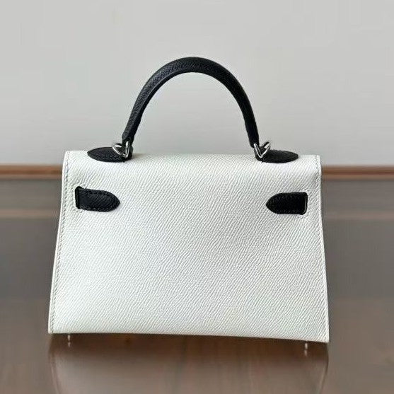Genuine Cowhide Palm Texture 2nd Gen Kelly-Style Bag for Women, New Fashionable Shoulder Crossbody Top Handle Purse, Color Block Small Square Handbag for Ladies