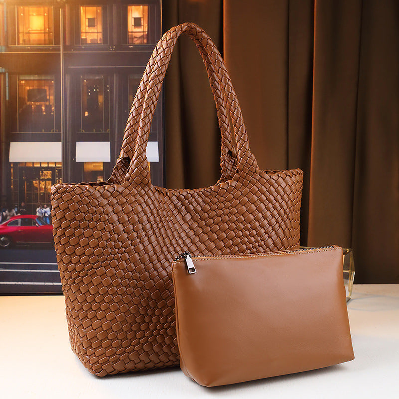 Handwoven Letter Tote Bag for Women Large Capacity Casual Commuter Shoulder Handbag, Minimalist Versatile Purse with Artisan Craftsmanship