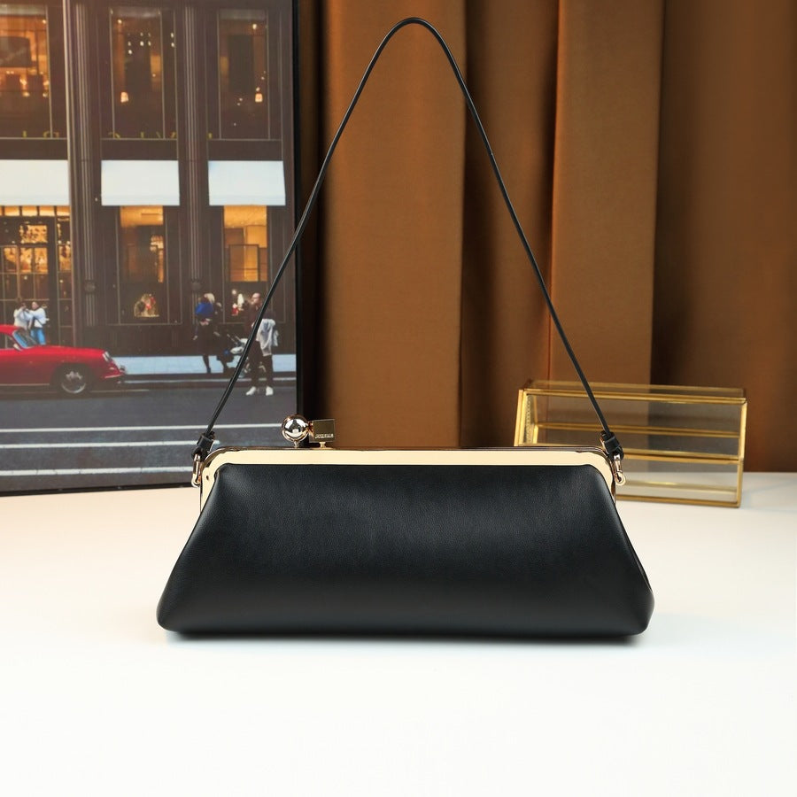Round Ball Metal Clip Baguette Bag for Women Large Capacity Evening Shoulder Handbag, Premium Statement Purse with Unique Hardware Design