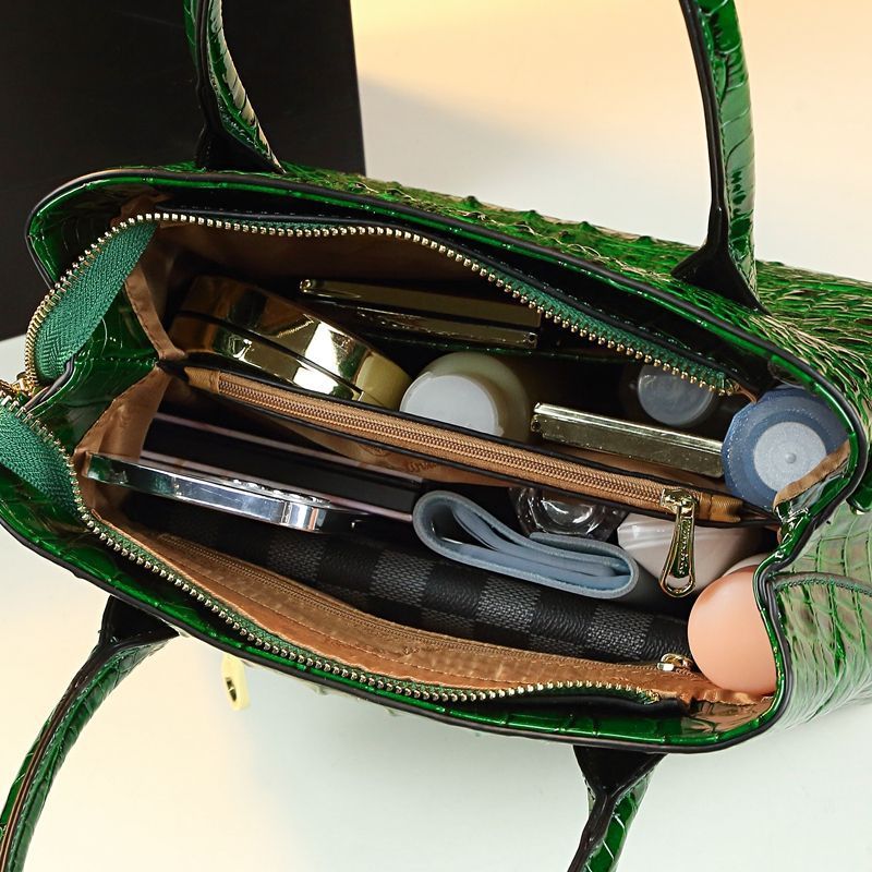 Genuine Croc-Embossed Leather Crossbody Shoulder Bag for Women – Elegant Simple Design Handbag with Premium Finish, Perfect for Stylish Mature Ladies