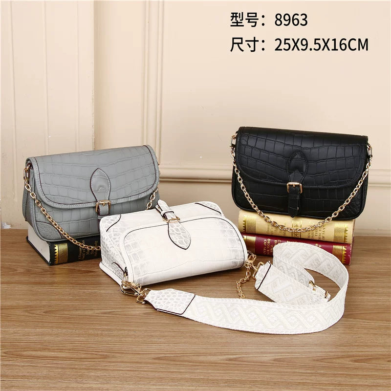 New Arrival Vintage Croc-Effect Baguette Bag for Women, A Premium Genuine Leather Shoulder Crossbody Underarm Purse with Trendy Versatile Design