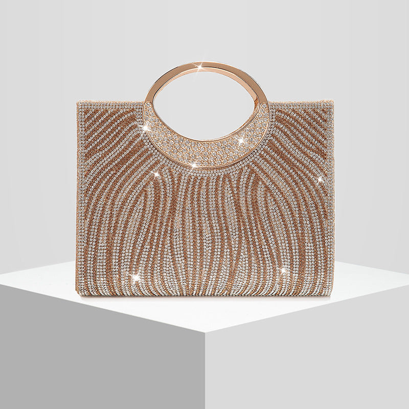 Rhinestone Embellished Evening Clutch for Women, New Sparkly Bridal Wedding Banquet Top Handle Crossbody Purse, Elegant Formal Handbag for Ladies
