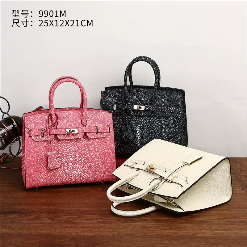 New Arrival Starlight Rhinestone Genuine Leather Birkin-Inspired Small Bag for Women, Pearl-Effect Crossbody Shoulder Handbag Perfect for Banquets & Special Occasions