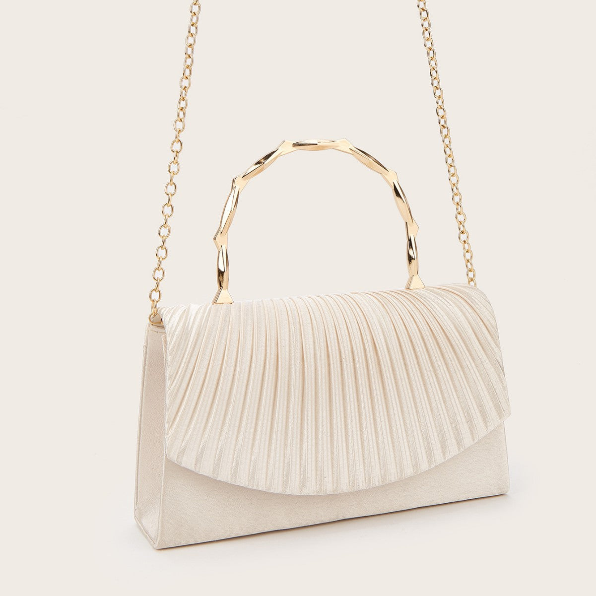 Luxury Satin Pleated Flap Handbag for Women, New Top Handle Chain Shoulder Crossbody Purse, High-End Fashionable Evening Bag for Ladies