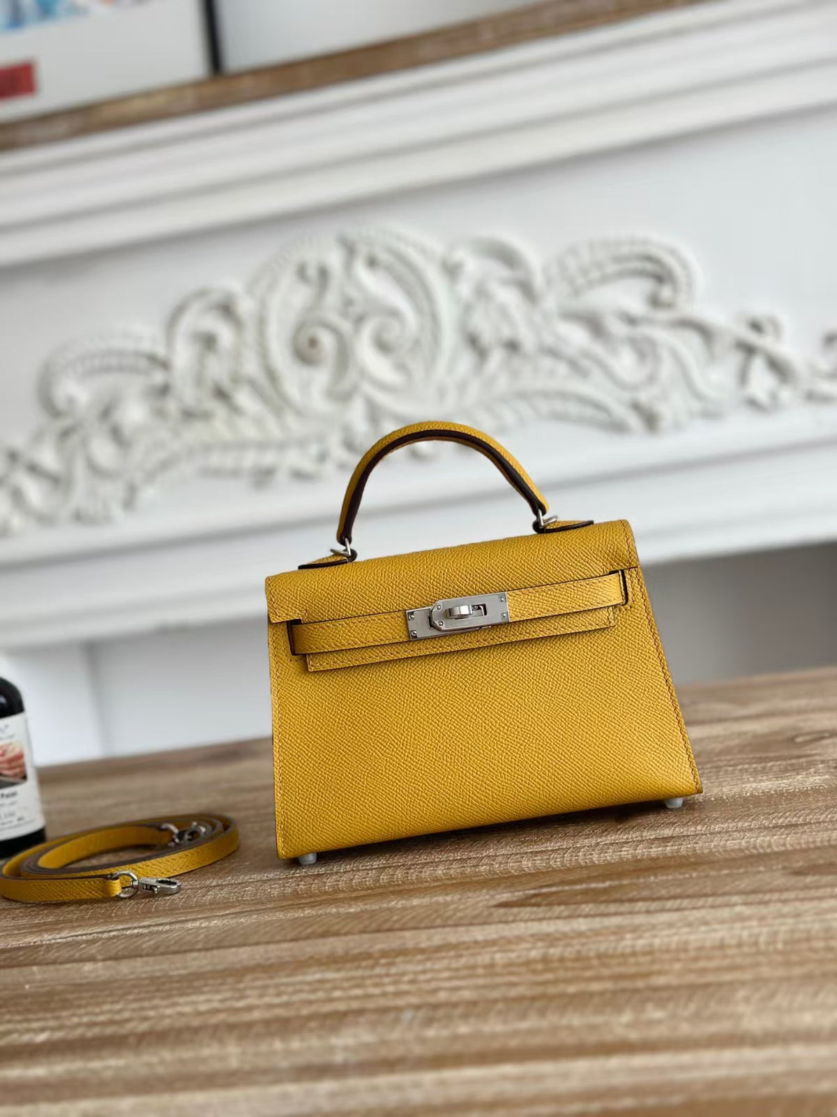 Genuine Leather Handmade Waxed Thread Mini 2nd Gen Kelly-Style Bag for Women, Classic Palm Texture Shoulder Crossbody Top Handle Purse, Premium Handbag for Ladies