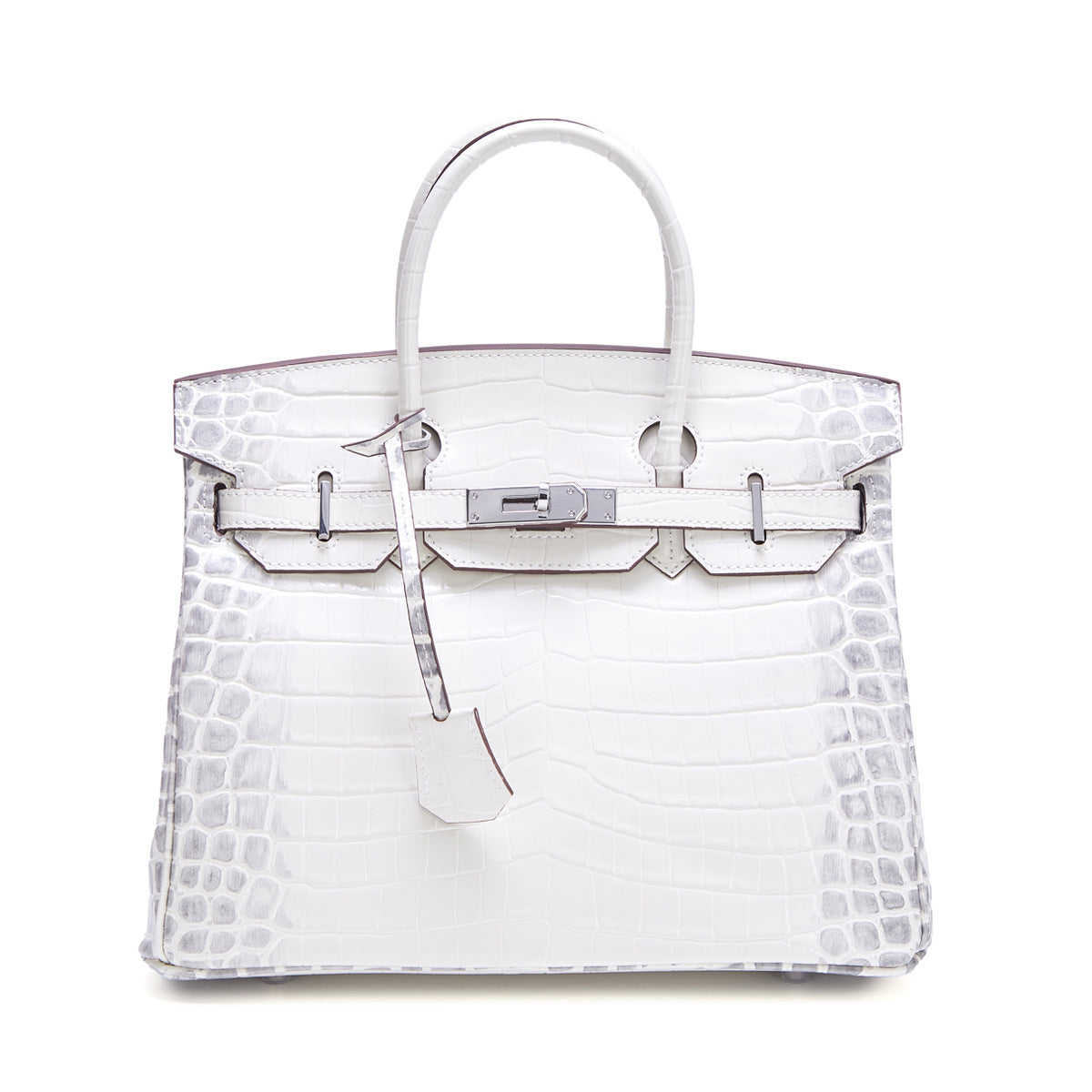 Genuine Leather Patent Crocodile-Embossed Birkin-Style Bag for Women, New Fashionable Top Handle Shoulder Crossbody Purse with Silver-Tone Hardware, Trendy Handbag for Ladies