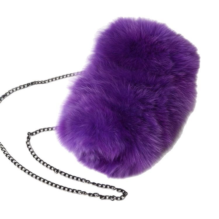 Women's New Fox Fur Chain Bag, Solid Color Shoulder Crossbody Purse with Chain Strap, Trendy Faux Fur Handbag with Fluffy Texture
