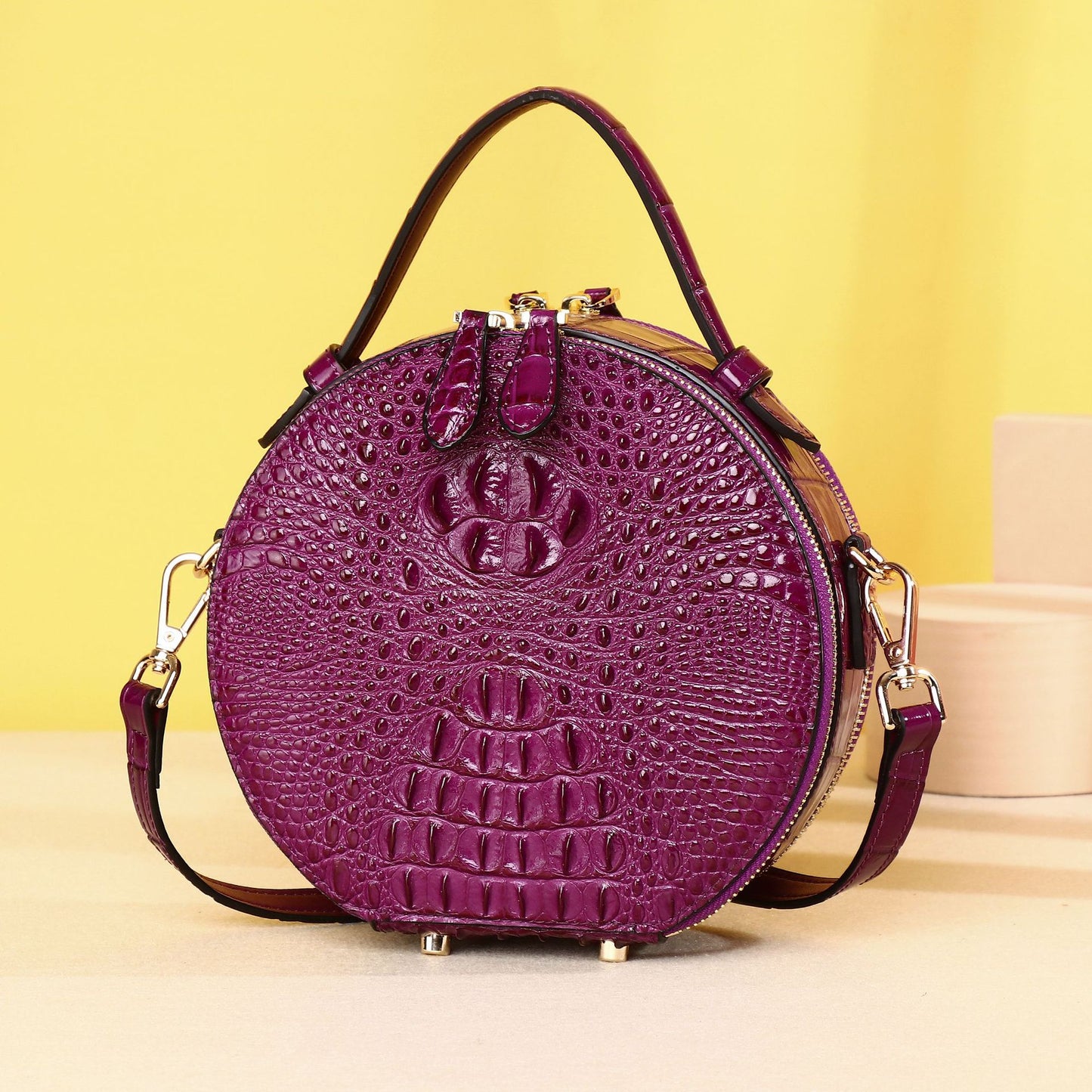 Croc-Embossed Himalayan Round Crossbody Bag for Women – Large-Capacity Accordion Shoulder Tote, Versatile Summer Handbag for Daily Casual Style