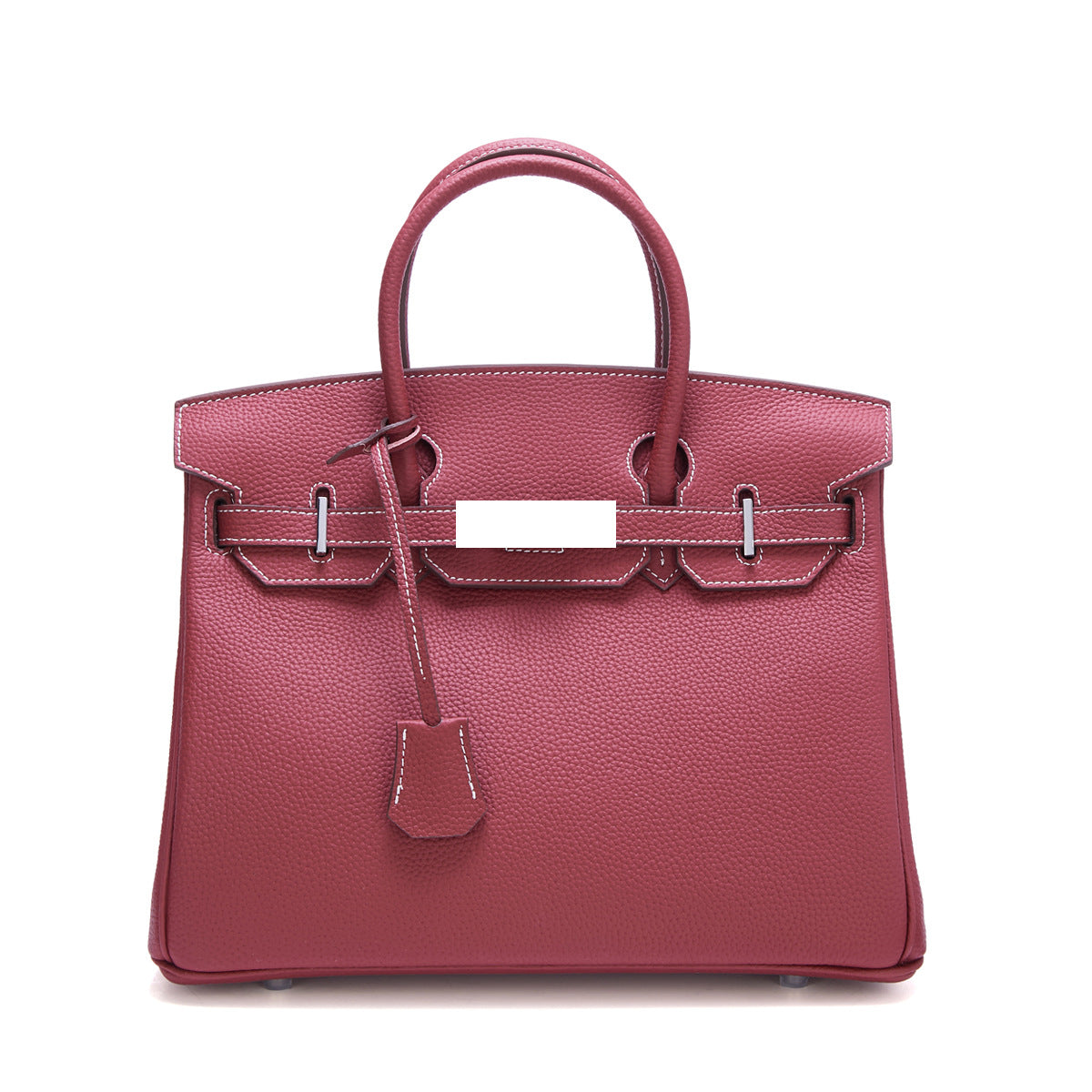 Genuine Top Layer Cowhide Togo Leather Birkin-Style Bag for Women, New Silver Hardware Large Capacity Top Handle Handbag, Premium Export Quality Purse for Ladies