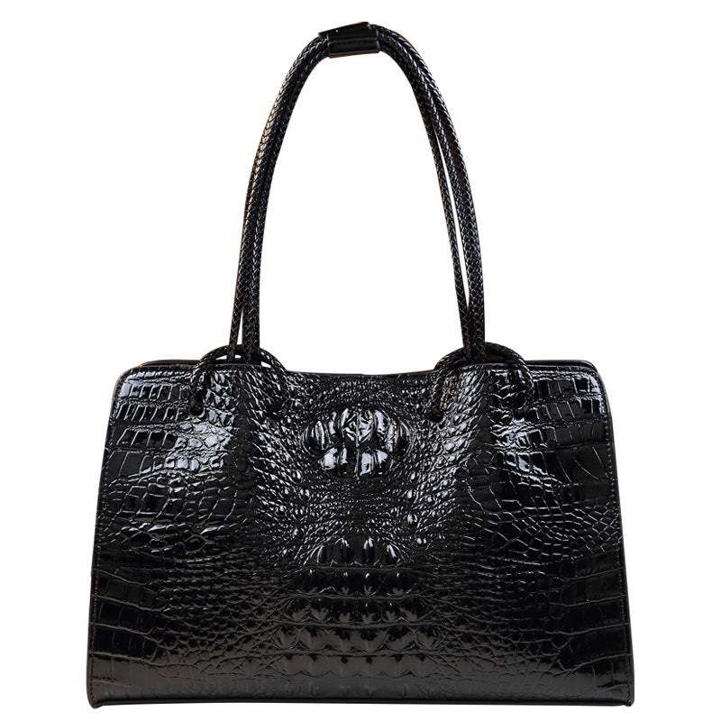 Chic Black Croc-Effect Top-Handle Bag for Women, A Versatile Fashionable Shoulder Handbag with Premium Design, Perfect Everyday Purse