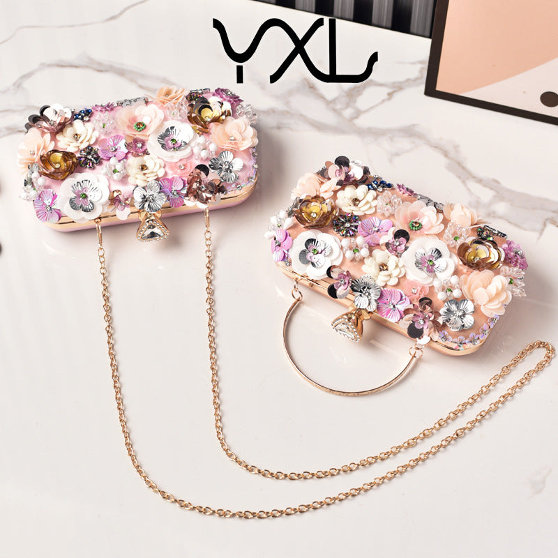Exquisite Hand-Embroidered Floral Sequin Evening Bag for Women, A Vintage Top-Handle Banquet Purse Perfect for Formal Dresses & Special Occasions