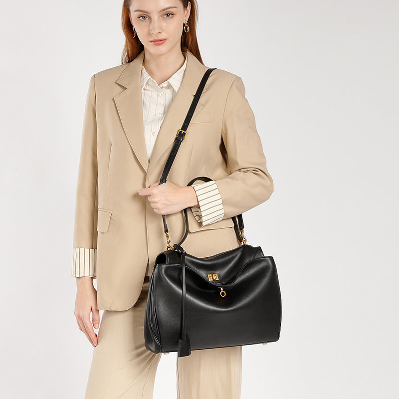 Genuine Leather Underarm Tote Bag for Women, New Fall Winter Large Capacity Crossbody Top Handle Purse, Premium Everyday Handbag for Ladies