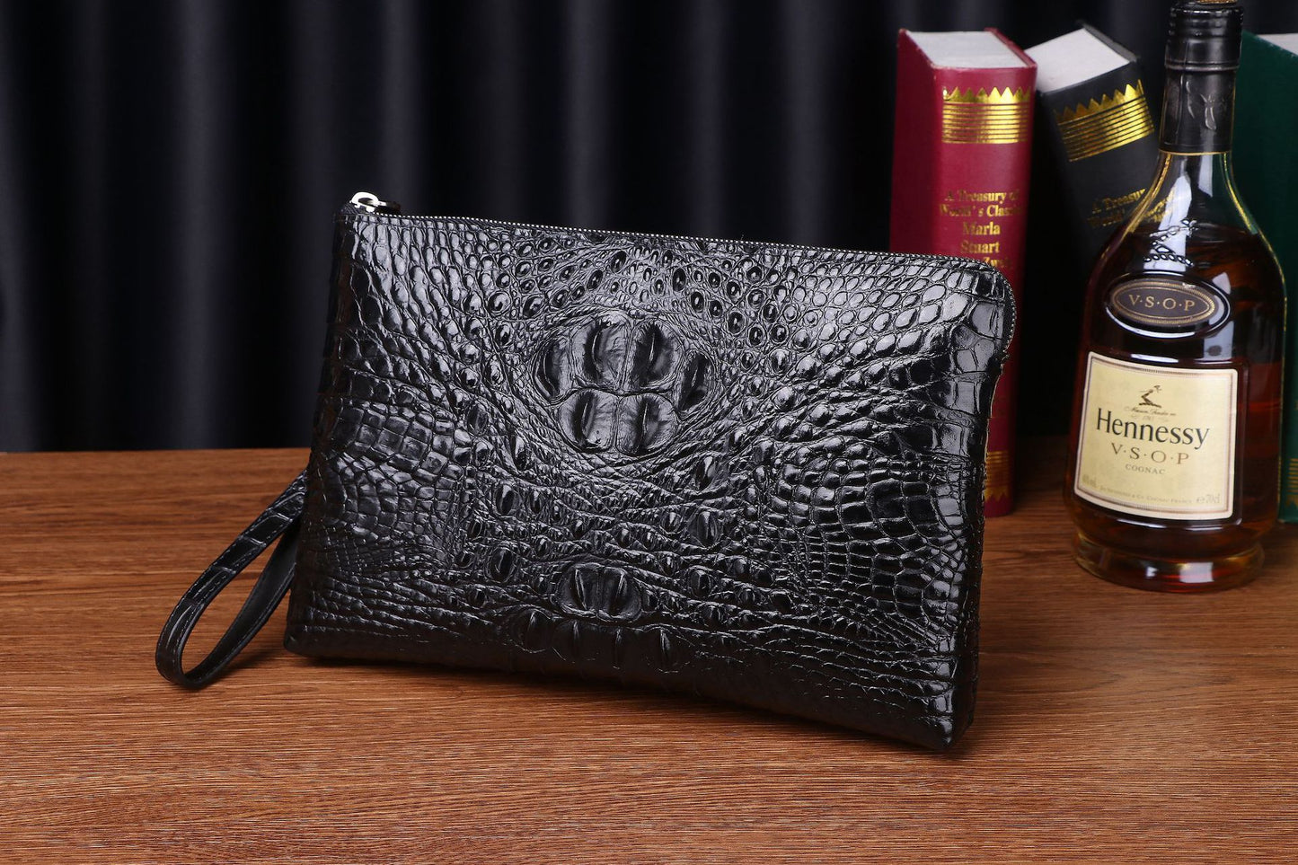 New Arrival Croc-Effect Hand-Stitched Large Clutch Bag for Men, A Business Envelope Wallet with Spacious Capacity & Professional Design, Perfect for Work