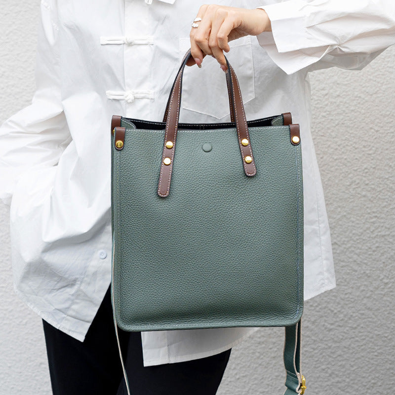 Genuine Leather Tote Bag for Women Large Capacity Commuter Shoulder Handbag, Premium Versatile Purse with Timeless Elegance