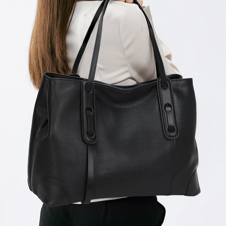 Genuine Soft Cowhide Tote Bag for Women, New Large Capacity Casual Shoulder Top Handle Purse, Trendy Pillow Handbag for Ladies