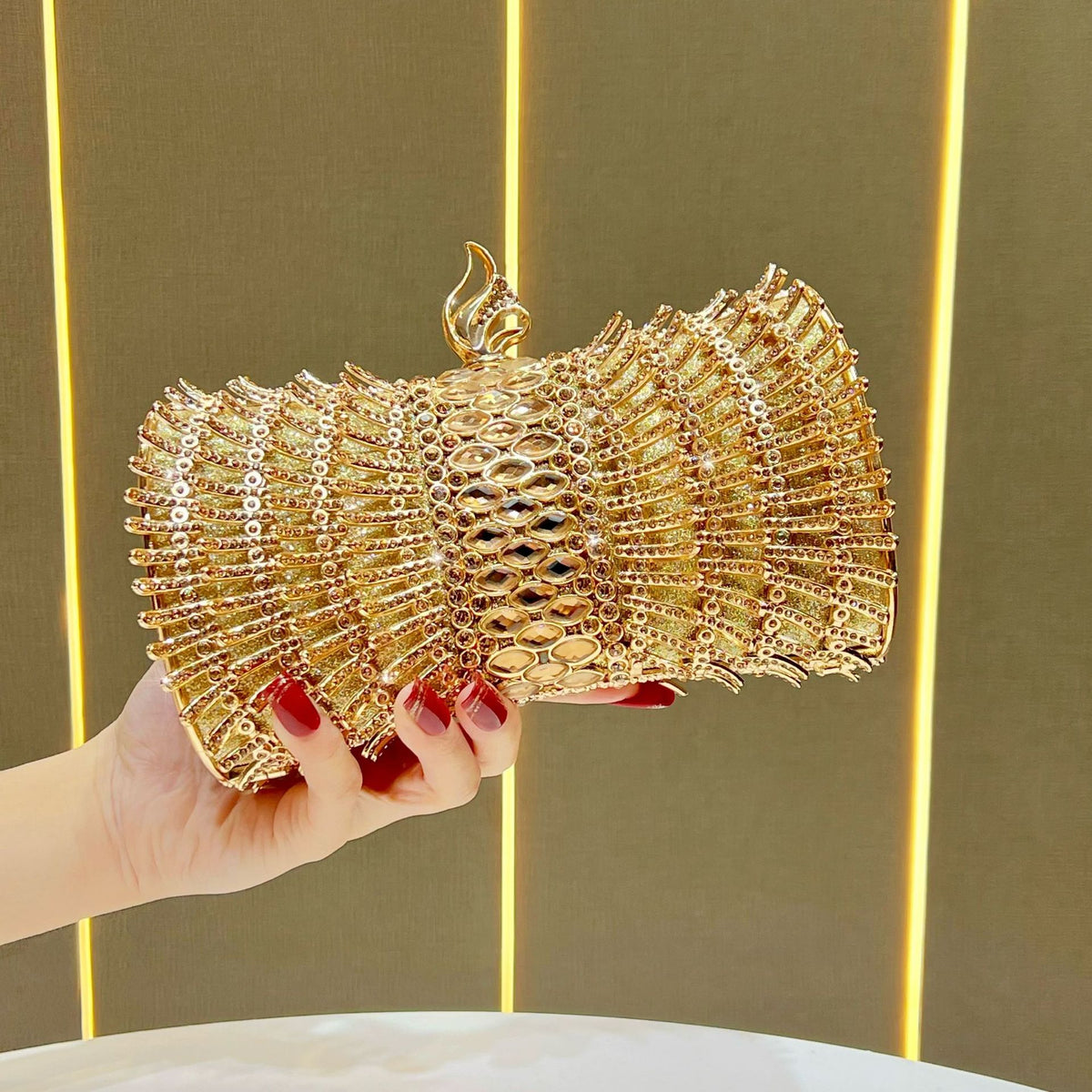Women's Rhinestone-Embellished Evening Clutch, Full Crystal Banquet Top-Handle Crossbody Bag for Formal Dress, New Fashion Purse