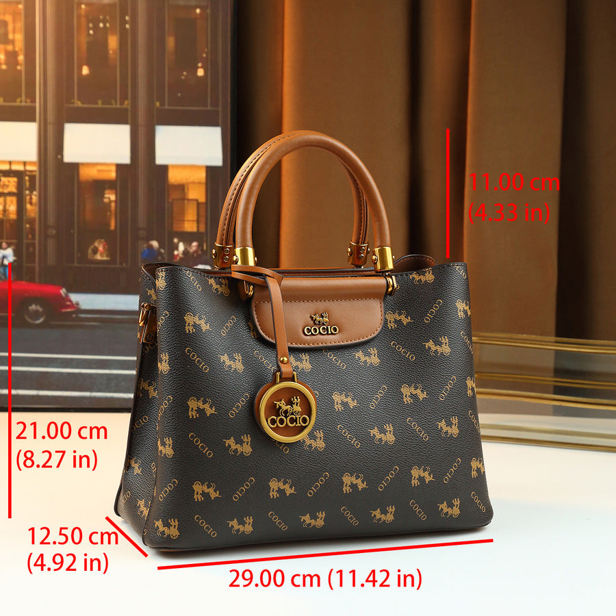 Vintage Print Tote Bag for Women Large Capacity Commuter Shoulder Crossbody Handbag, Premium Versatile Purse with Timeless Pattern Design