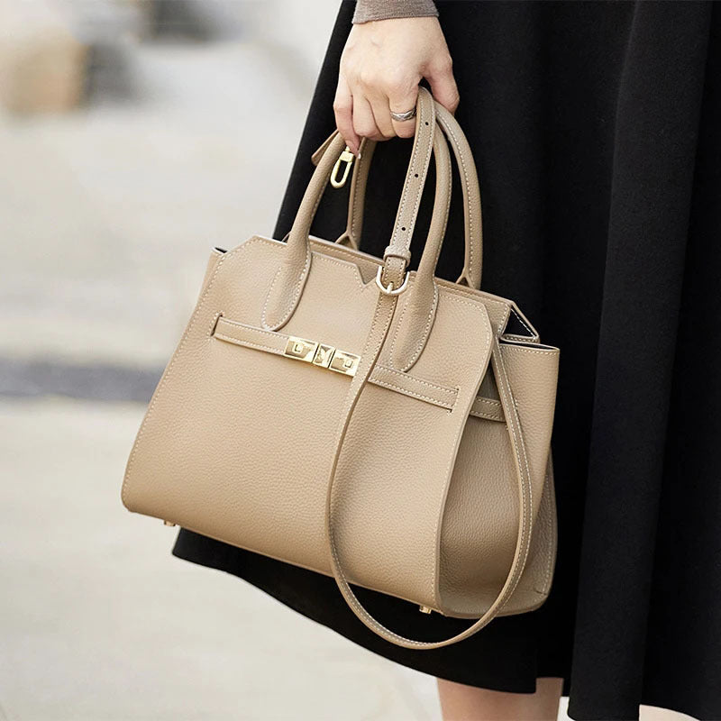 Elegant Top-Layer Cowhide Birkin-Inspired Tote Bag for Women, Premium Genuine Leather Shoulder Crossbody Handbag with Sophisticated Feel, Versatile Everyday Purse