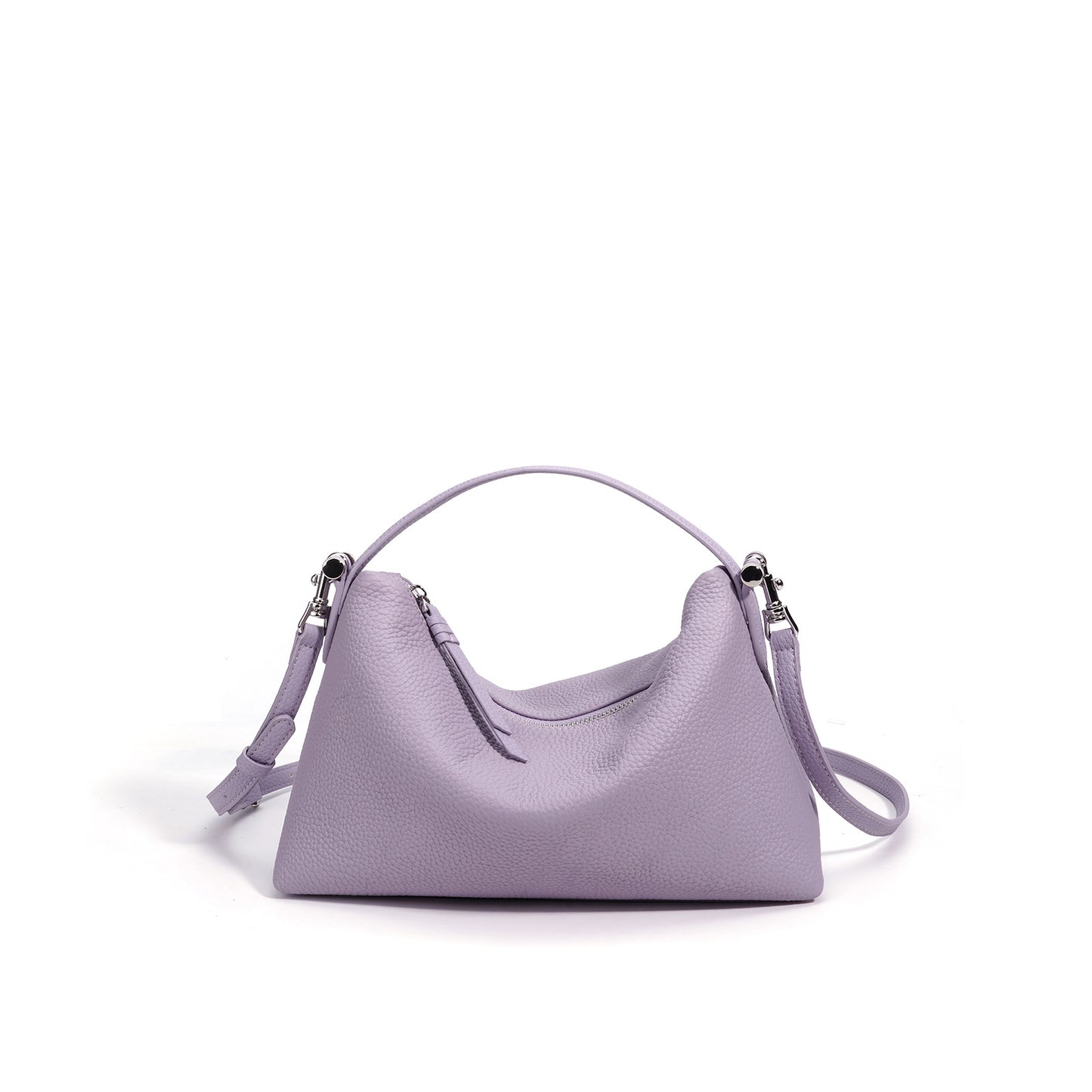 Ins Style Candy Color Genuine Leather Bag, Zipper Commute Shoulder Crossbody Purse, Versatile Premium Handbag for Women