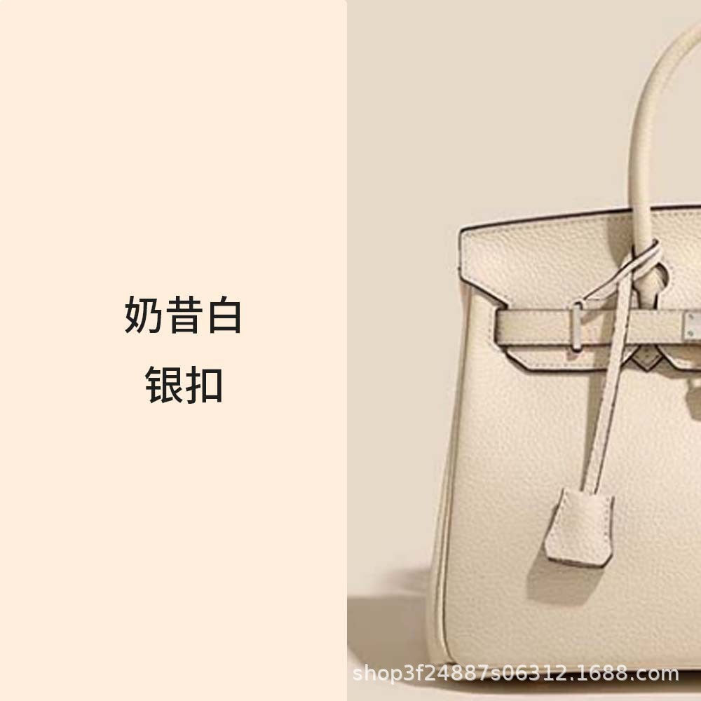 Premium Top-Layer Cowhide Leather with Pebbled Texture, Birkin-Inspired Tote Bag for Women, Spacious Large Capacity Top-Handle Shoulder Crossbody Handbag with Luxurious Feel