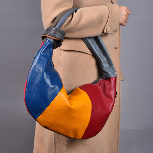 Vintage Bohemian Soft Genuine Leather Underarm Bag, Casual Shoulder Crossbody Purse, Chic Handbag for Women