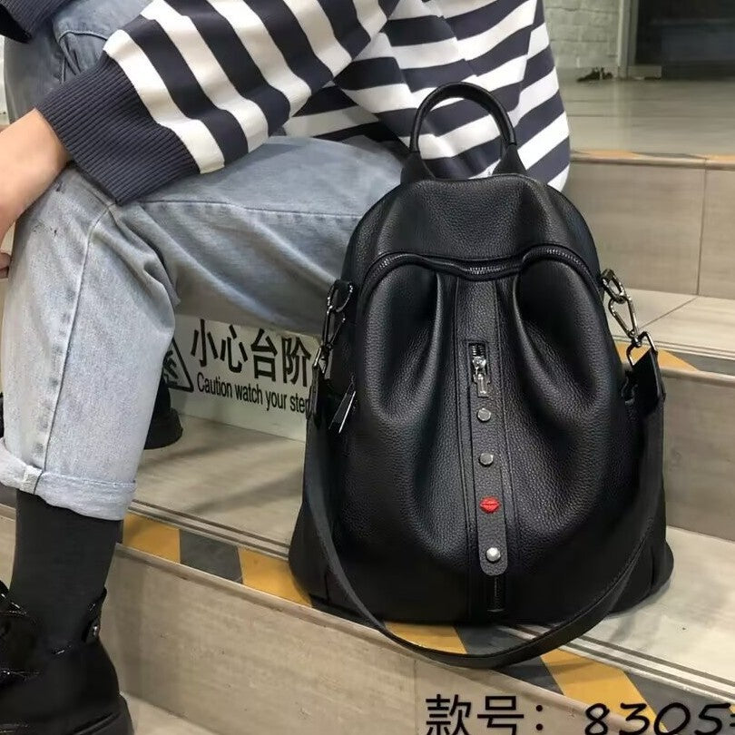 Genuine Top Layer Cowhide Soft Leather Backpack for Women, New Arrival Fashionable Large Capacity Casual Daypack, Lightweight Travel Shoulder Bag for Ladies