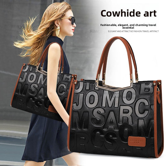 Genuine Top Layer Cowhide Large Capacity Handbag for Women, New Arrival Fashionable Top Handle Purse, Versatile Casual Shoulder Bag for Ladies