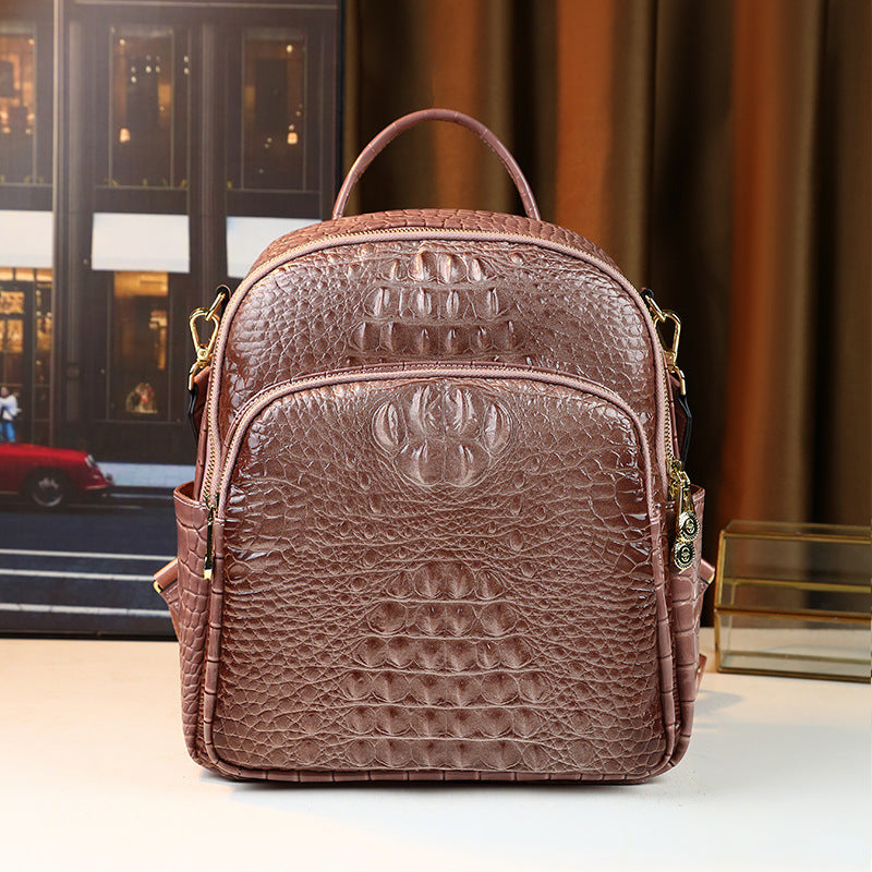 New Arrival Croc-Effect Large Capacity Backpack for Women, A Versatile Casual Travel Commuter Daypack with Premium Design, Perfect for Business Trips & Daily Use