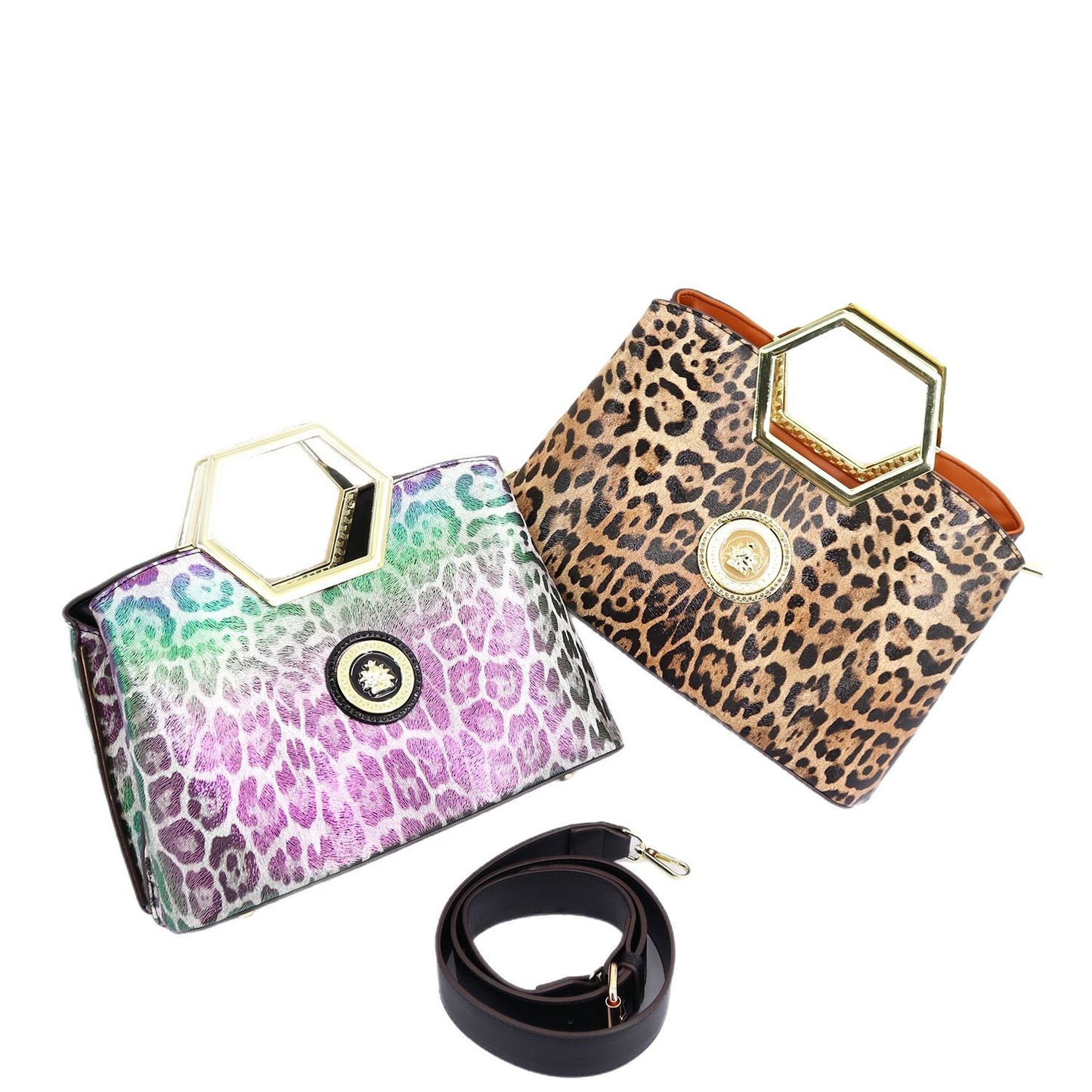 Genuine Leather Unique Metal Handle Handbag for Women, Premium Textured Top Handle Purse, Designer Style Ladies Bag