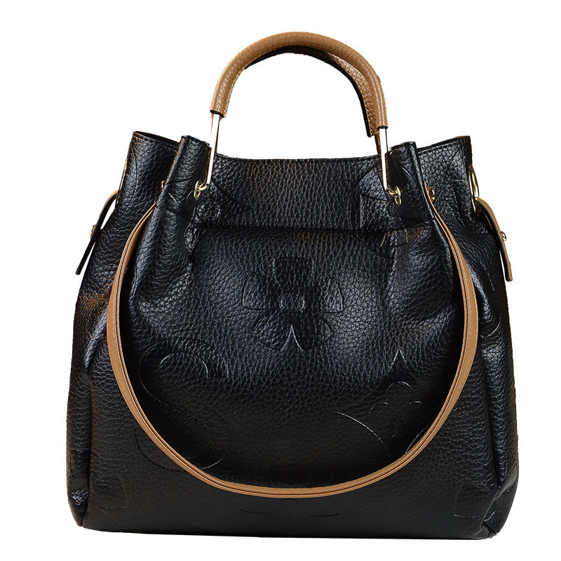 Black Print Tote Bag for Women Large Capacity Everyday Shoulder Handbag, Versatile Fashionable Purse with Trendy Pattern Design