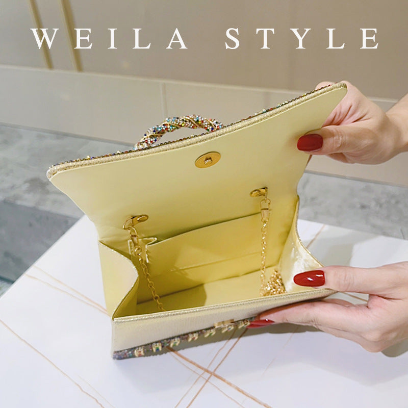 New Rhinestone Crystal Evening Bag for Women, Sparkly Top-Handle Crossbody Purse, High-End Party Clutch for Formal Events