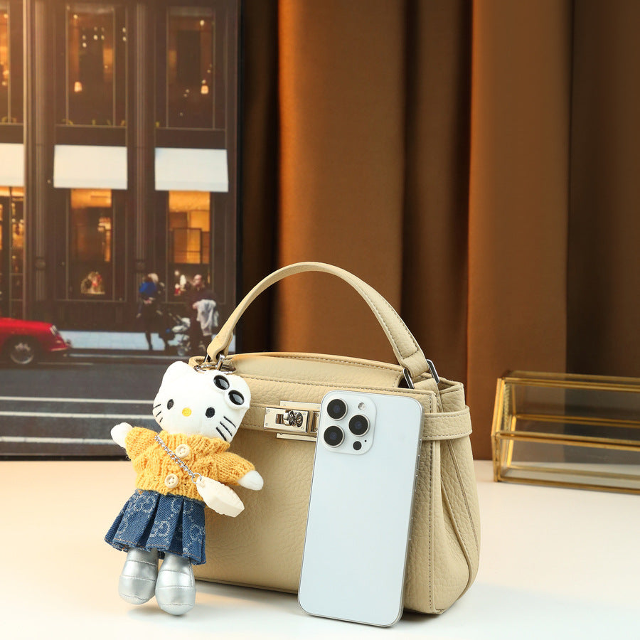 Soft Pebble Grain Leather Kelly Bag for Women Commuter Shoulder Crossbody Handbag, Premium Elegant Purse with Timeless Style