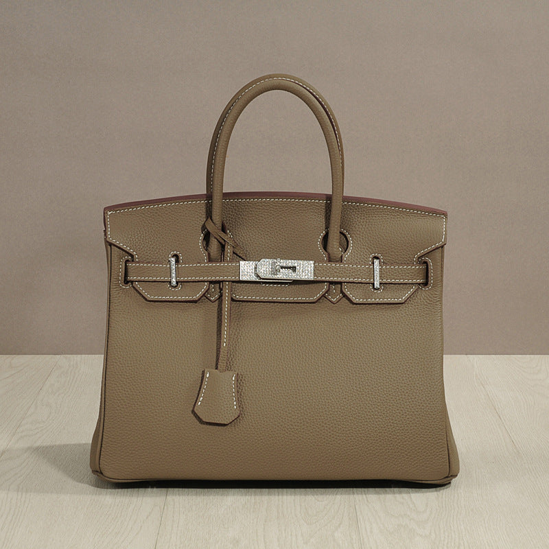 New Arrival Rhinestone-Embellished Pebbled Leather Tote Bag, Birkin & Kelly-Inspired Top-Handle Shoulder Crossbody Handbag with Large Capacity, Premium Everyday Purse