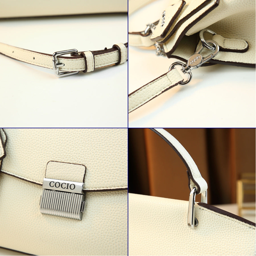 Himalayan White Messenger Bag for Women Premium Textured Shoulder Crossbody Handbag, Elegant Versatile Purse with Clean Sophisticated Design