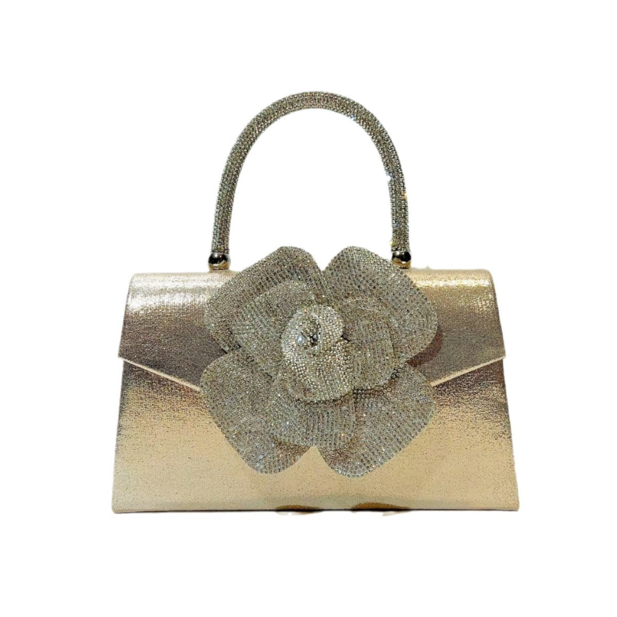Chic Rhinestone Rose Banquet Bag for Women, A Unique Crystal-Embellished Top-Handle Crossbody Purse with Sparkly Design, Perfect for Parties & Special Occasions